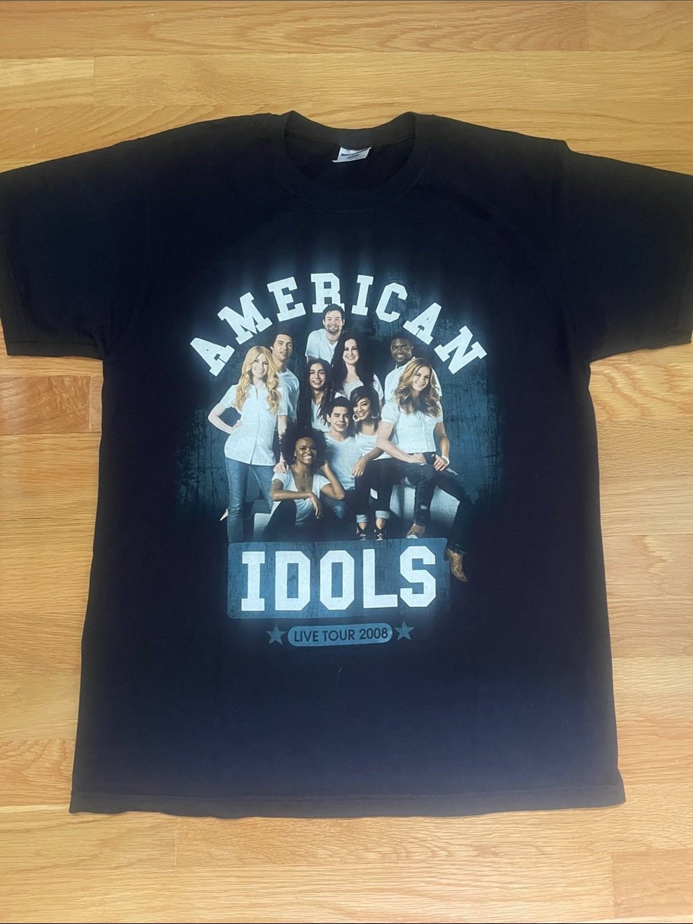 New without Tag American Idols Live Tour 2008 Black Short Sleeve Vintage T-Shirt